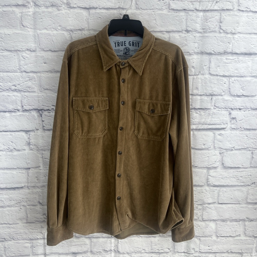 True Grit Men's Gorpcore Rustic Best Stretch Corduroy Shirt Size Large